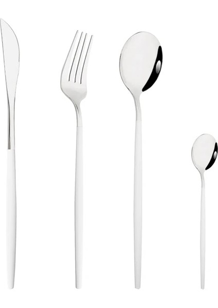 4p Beyaz Gümüş Drmfiy Nane Altın Çatal Bıçak Kaşık Seti Çatal Bıçak Çorba Tatlı Buz Kaşığı Yemek Takımı Seti Paslanmaz Çelik Komple Akşam Yemeği Batı Flatwar (Yurt Dışından) fiyatları