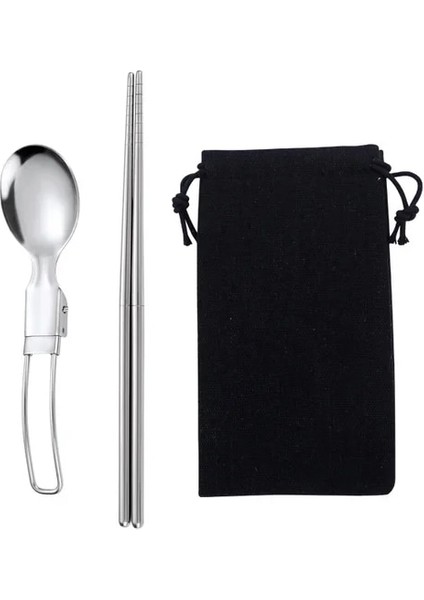 Kaşık Yemek Çubukları 304 Paslanmaz Çelik Katlanır Kaşık Spork Açık Sofra Açık Kamp Tencere Hafif Katlanmış Sofra Takımı Piknik (Yurt Dışından)