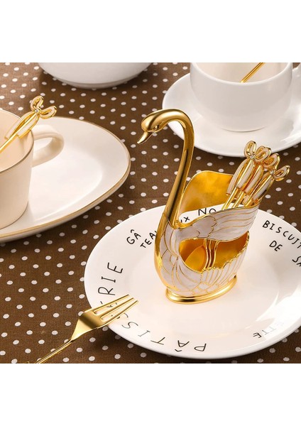 Altın-6 Kaşık Lüks Metal Kahve Kaşığı ve Çatal Seti Meyveli Kuğu Tabanı Tutucu Dondurma Kaşığı Çatal Çay Kaşığı Tatlı Şeker Salata Sofra Takımı (Yurt Dışından) indirimleri