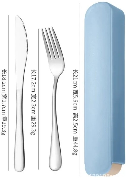 B 3 Adet Mavi 2 Taşınabilir Paslanmaz Çelik Çatal Takım Elbise Saklama Kutusu Chopstick Çatal Kaşık Bıçak Seyahat Sofra Seti Kamp Çatal Bıçak Takımı (Yurt Dışından)