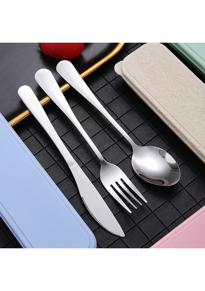 B 3 Adet Mavi 2 Taşınabilir Paslanmaz Çelik Çatal Takım Elbise Saklama Kutusu Chopstick Çatal Kaşık Bıçak Seyahat Sofra Seti Kamp Çatal Bıçak Takımı (Yurt Dışından)