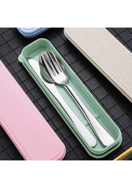 B 3 Adet Mavi 2 Taşınabilir Paslanmaz Çelik Çatal Takım Elbise Saklama Kutusu Chopstick Çatal Kaşık Bıçak Seyahat Sofra Seti Kamp Çatal Bıçak Takımı (Yurt Dışından)