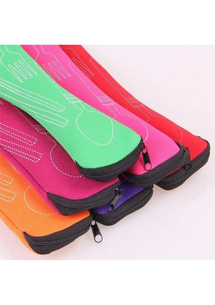 Siyah Taşınabilir Sofra Çantası Çatal Bıçak Takımı Yemek Takımı Seyahat Ambalaj Saklama Kutusu Yemek Takımı Piknik Çatal Kaşık Çantası Yemek Takımı Olmadan (Yurt Dışından)