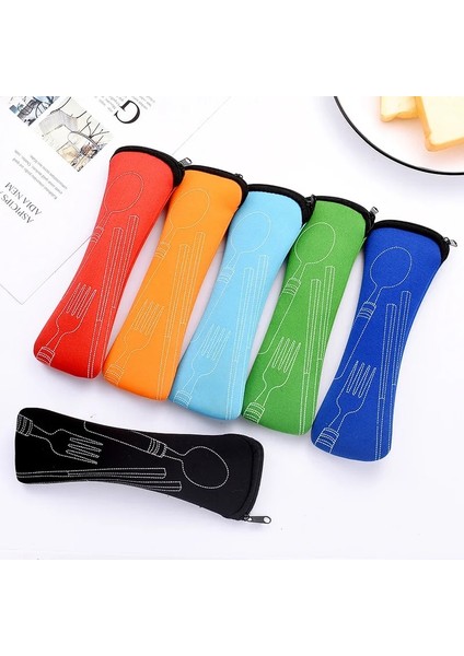 Siyah Taşınabilir Sofra Çantası Çatal Bıçak Takımı Yemek Takımı Seyahat Ambalaj Saklama Kutusu Yemek Takımı Piknik Çatal Kaşık Çantası Yemek Takımı Olmadan (Yurt Dışından) fırsatları