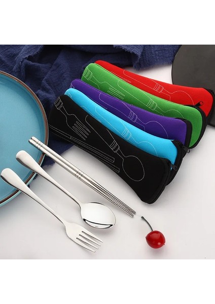 Siyah Taşınabilir Sofra Çantası Çatal Bıçak Takımı Yemek Takımı Seyahat Ambalaj Saklama Kutusu Yemek Takımı Piknik Çatal Kaşık Çantası Yemek Takımı Olmadan (Yurt Dışından) indirimleri