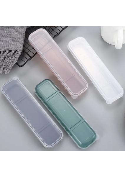 O 1 Adet Seyahat Açık Yeniden Kullanılabilir Buğday Samanı Sofra Kutusu Okul Ev Yuvası Tasarımı Pratik Çatal Bıçak Takımı Şeffaf Kapak 21*5.4*2.7 cm (Yurt Dışından)