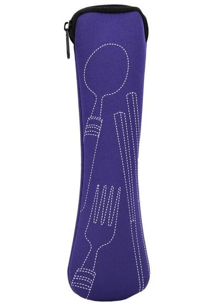 Mor Taşınabilir Sofra Çantası Çatal Bıçak Takımı Yemek Takımı Seyahat Ambalaj Saklama Kutusu Yemek Takımı Piknik Çatal Kaşık Çantası Yemek Takımı Olmadan (Yurt Dışından)