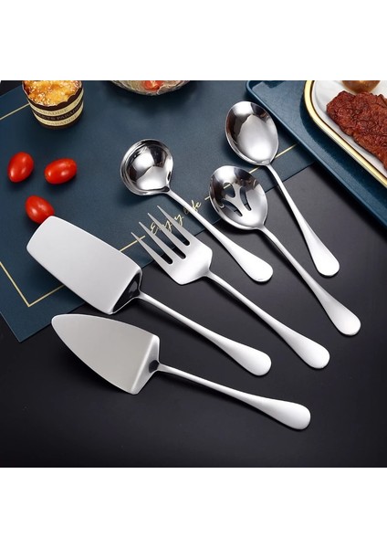 Gümüş Çatal Paslanmaz Çelik Büyük Altın Servis Kaşığı Batı Yemekleri Sofra Biftek Çatalı Kürek Kevgir Ev Çatal Bıçak Kaşık Seti Mutfak Eşyaları (Yurt Dışından) fırsatları