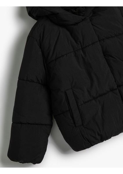 Kapşonlu Şişme Mont Cep Detaylı Manşetleri Lastikli modelleri