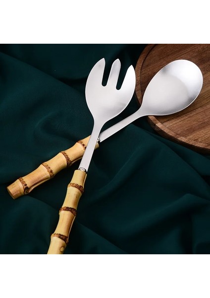 Salata Çatalı Paslanmaz Çelik Salata Çatalı Haşlanma Önleyici Bambu Saplı Hepsi Bir Arada Servis Kaşığı Makarna Çatalı Meyve Tatlı Çatalı ve Kaşık Çatal Bıçak Takımı (Yurt Dışından) fiyatları