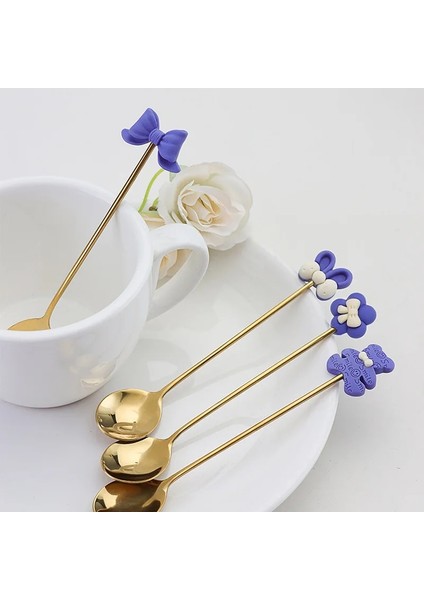 Yeşil 304 Paslanmaz Çelik Çatal Bıçak Kaşık Seti Çeşitli Karikatür Tatlı Kaşığı Kahve Karıştırma Kaşığı Dondurma Kaşığı Altın Çatal Bıçak Kaşık Seti (Yurt Dışından) modelleri