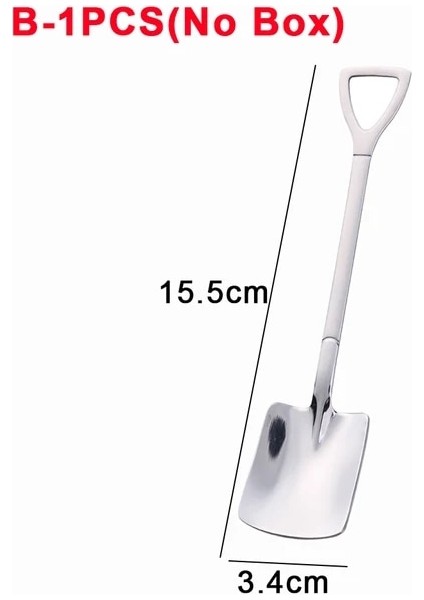 Gümüş B (1 Adet) 4/1 Adet Kürek Kaşık Yaratıcı Paslanmaz Çelik Kahve Çay Kaşığı Dondurma Tatlı Karpuz Mutfak Sofra Çatal Bıçak Takımları (Yurt Dışından)
