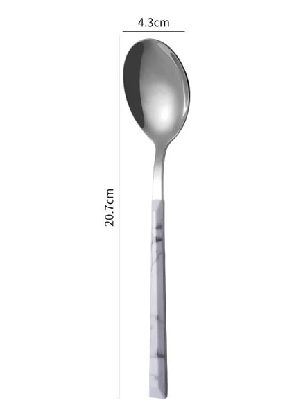 Bir Gümüş Kaşık Mermer Saplı Çatal Bıçak Kaşık Seti Sofra Yaratıcı Paslanmaz Çelik Kaşık Çatal Bıçak Yemek Takımı Seti Batı Mutfak Eşyaları (Yurt Dışından)