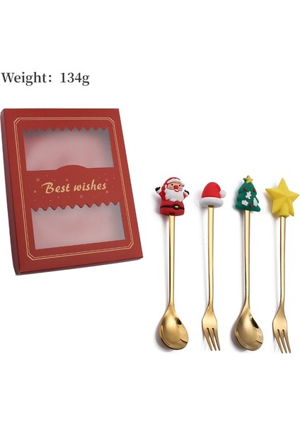 4PCS-GOLD-G01 4pcs / 2pcs Noel Hediyesi Çatal Kaşık Çatal Seti Elk Noel Ağacı Dekorasyon Tatlı Kaşığı Meyve Çatalı Kahve Kaşığı Çatal Hediye (Yurt Dışından) indirimleri