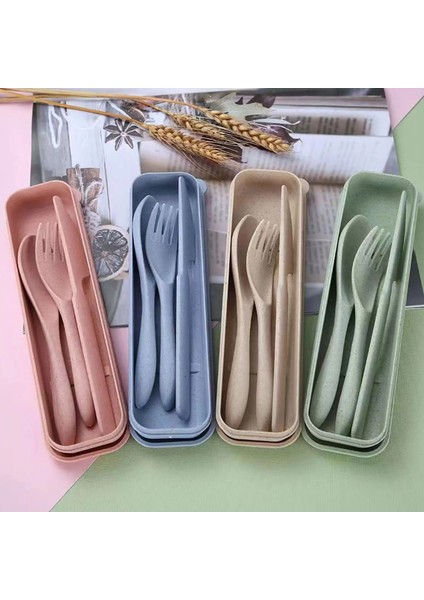 B 3 Adet Güçlü Plastik Yeniden Kullanılabilir Seyahat Çatal Bıçak Kaşık Seti Çatal Bıçak Kaşık Barbekü Piknik Gereçler Çocuk Gıda Takviyesi Taşınabilir Sofra (Yurt Dışından)