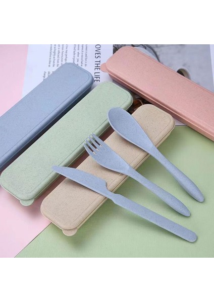 B 3 Adet Güçlü Plastik Yeniden Kullanılabilir Seyahat Çatal Bıçak Kaşık Seti Çatal Bıçak Kaşık Barbekü Piknik Gereçler Çocuk Gıda Takviyesi Taşınabilir Sofra (Yurt Dışından)