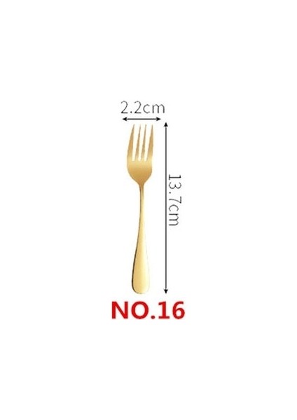 No.16 Kek Çatalı 1/5 Adet Paslanmaz Çelik Altın Çatal Bıçak Kaşık Seti Ayna Yemek Takımı Sofra Altın Yemek Servisi Kepçe Bıçak Çatal Mutfak Aksesuarları (Yurt Dışından)