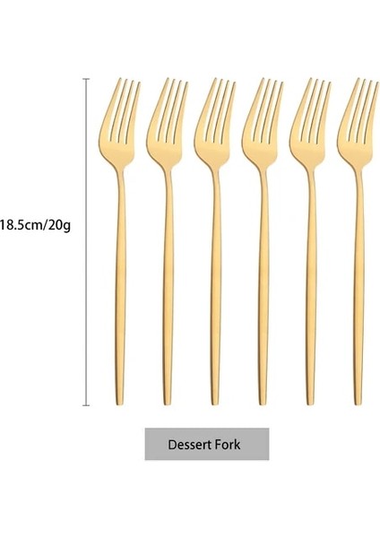 Tatlı Çatalı Altın Yemek Takımı Çatal Bıçak Takımı Tatlı Bıçağı Çatal Çay Kaşığı Dondurma Kaşığı Yemek Çubukları Sofra Takımı Paslanmaz Çelik Sofra Gümüş (Yurt Dışından)