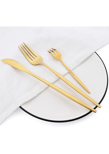 Tatlı Çatalı Altın Yemek Takımı Çatal Bıçak Takımı Tatlı Bıçağı Çatal Çay Kaşığı Dondurma Kaşığı Yemek Çubukları Sofra Takımı Paslanmaz Çelik Sofra Gümüş (Yurt Dışından) fırsatları
