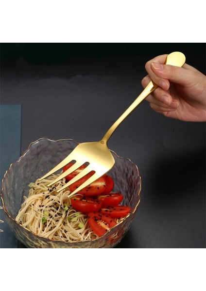 Altın Kürek 3 Paslanmaz Çelik Altın Kore Servis Kaşığı Sofra Çorba Kepçesi Kevgir Çatal Kürek Restoran Kamu Çatal Bıçak Takımı Mutfak Eşyası (Yurt Dışından)