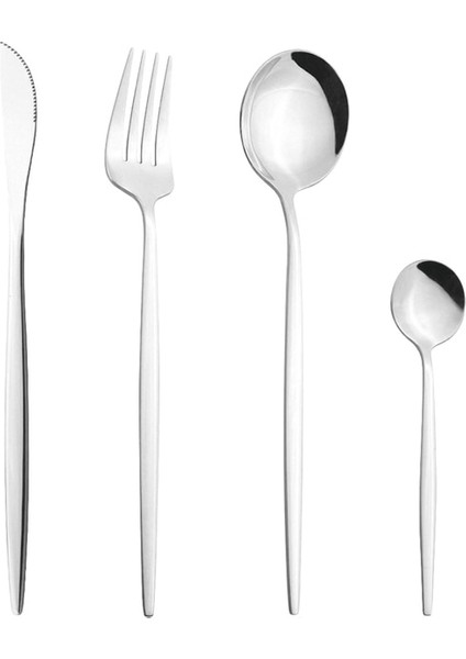4 Adet Gümüş Bıçak Kek Çatalı Çay Kaşığı Çatal Bıçak Kaşık Seti Ayna Renkli Yemek Takımı Seti Paslanmaz Çelik Gümüş Seti Mutfak Yemeği Sofra Seti (Yurt Dışından) fiyatları