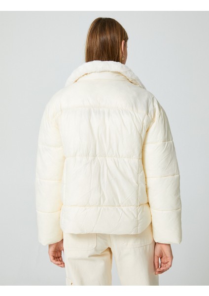 Kısa Şişme Mont Fermuarlı Suni Kürklü Dik Yaka Fermuarlı fırsatları