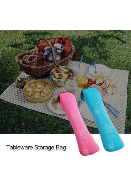 Mavi Seyahat Aksesuarları 1 Pc Taşınabilir Çatal Paslanmaz Çelik Çocuklar Yetişkin Depolama Çatal Bıçak Takımı Çantası Piknik Konteyner (Yurt Dışından) indirimleri