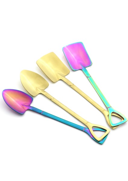 1 Adet Gümüş Gökkuşağı Paslanmaz Çelik Kürek Kaşık Seti Dondurma Karıştırma Kaşığı Aracı Yaratıcı Çay Kaşığı Tatlı Kahve Kaşığı Parti Çatal Bıçak Kaşık Seti (Yurt Dışından) modelleri