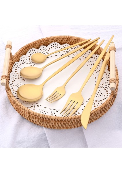 12 Adet Çay Kaşığı Mat Altın Yemek Takımı Seti Paslanmaz Çelik Çatal Seti 12/30 Adet Bıçak Çatal Kaşık Yemek Sofra Seti Kek Tatlı Meyve Çay Çatalı (Yurt Dışından) fırsatları