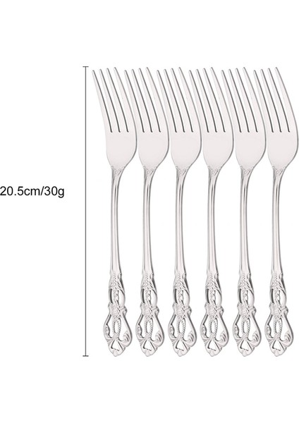 6 Adet Yemek Çatalı 6/24 Adet Gümüş Yemek Takımı Bıçak Seti Meyve Çatalı Kaşık Buz Kaşığı Sofra Takımı Paslanmaz Çelik Çatal Bıçak Takımı Mutfak Gümüş Sofra Seti (Yurt Dışından)