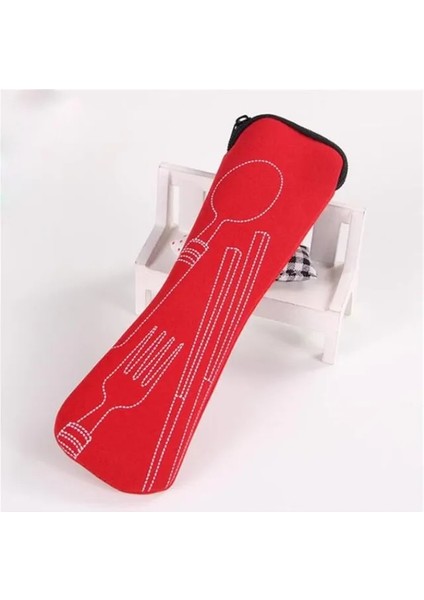 Kırmızı Taşınabilir Sofra Çantası Çatal Bıçak Takımı Çanta Yemek Konteyner Tutucu Seyahat Ambalaj Saklama Kutusu Yemek Takımı Piknik Çatal Kaşık Çantası (Yurt Dışından)