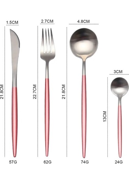 Pembe Gümüş Altın Çatal Seti 304 Paslanmaz Çelik Çatal Seti Çubuklarını Tereyağı Bıçağı Tatlı Kaşığı Yemek Çatalı Çay Buz Kaşığı Sofra Seti (Yurt Dışından) fiyatları