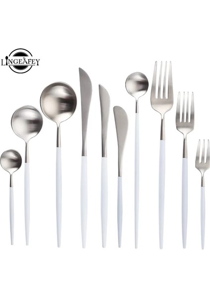 Çay Çatal Çatal Bıçak Kaşık Seti Beyaz Gümüş Sofra Seti Paslanmaz Çelik Batı Gıda Lüks Çatal Kaşık Tereyağı Bıçağı Seti Çubuklarını Bırak Gemi (Yurt Dışından) fiyatları