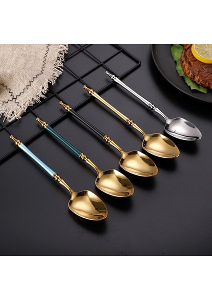 Altın Yuvarlak Vintage Paslanmaz Çelik Yemek Takımı Seti Batı Kaşık Biftek Bıçağı Çay Kaşığı Tatlı Çatal Çatal Bıçak Takımları Sofra Takımı Mutfak Eşyaları (Yurt Dışından) indirimleri