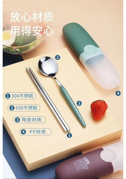 Mavi Seyahat Gereçleri Çocuklar Yeniden Kullanılabilir Çatal Bıçak Takımı, Öğle Yemeği Kutuları Okul Picni Için Su Geçirmez Taşıma Çantası ile (Yurt Dışından) fırsatları