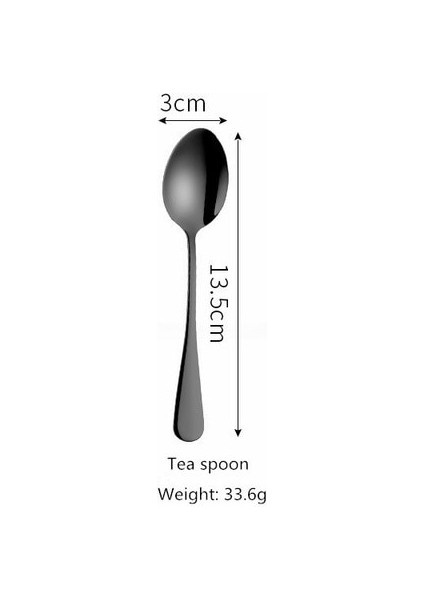 LF1HSTEASPOON1PC Paslanmaz Çelik Sofra Ayna Çatal Bıçak Kaşık Seti Siyah Mutfak Seti Yemek Kaşık ve Çatal Yemek Takımı Sofra Ev Sofra Takımı (Yurt Dışından)