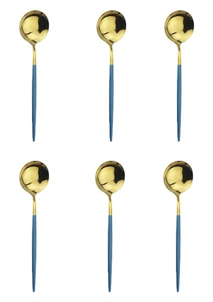 Mavi Altın 6 Adet Mini Karıştırma Kaşığı Kahve Çay Paslanmaz Çelik Küçük Kaşık Sos Tuz Şeker Siyah Altın Çay Kaşığı Seti Sofra (Yurt Dışından) fiyatları