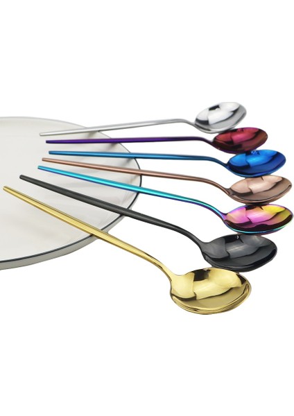 Mavi Altın 6 Adet Mini Karıştırma Kaşığı Kahve Çay Paslanmaz Çelik Küçük Kaşık Sos Tuz Şeker Siyah Altın Çay Kaşığı Seti Sofra (Yurt Dışından) modelleri