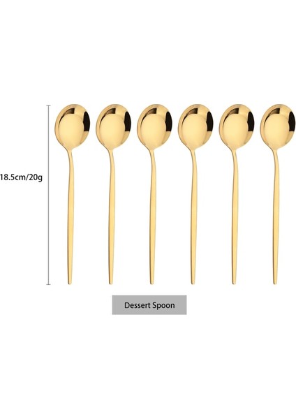Tatlı Kaşığı Altın Yemek Takımı Çatal Bıçak Takımı Tatlı Bıçağı Çatal Çay Kaşığı Dondurma Kaşığı Yemek Çubukları Sofra Takımı Paslanmaz Çelik Sofra Gümüş (Yurt Dışından)