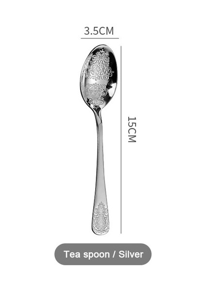 1 Adet Çay Kaşığı Altın Lüks Çatal Bıçak Takımları Çatal Kaşık Bıçak Gümüş Seti Vintage Oyma Sofra Seti Avrupa Yemek Takımı Ev Mutfak Için (Yurt Dışından)
