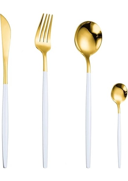 Beyaz Altın 4 Adet Paslanmaz Çelik Altın Çatal Bıçak Kaşık Seti Siyah Lüks Yemek Takımı S Sofra Mutfak Çatal Kaşık Bıçaklar (Yurt Dışından) fiyatları
