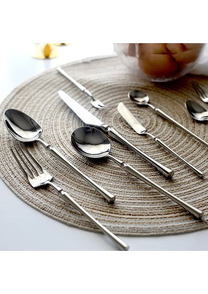 Yemek Kaşığı Parlak Gümüş 18/10 Paslanmaz Çelik Lüks Çatal Bıçak Takımı Yemek Takımı Sofra Bıçak Kaşık Çatal Çubuklarını Sofra Takımı Seti Bulaşık Makinesinde Yıkanabilir (Yurt Dışından) fiyatları