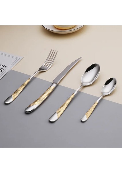 Gümüş Çay Kaşığı Mutfak Sofra Çatal Seti Gümüş Çatal Seti Paslanmaz Çelik Lüks Yemek Takımı Çatal Kaşık Bıçak Batı Yemek Takımı Altın (Yurt Dışından) fiyatları