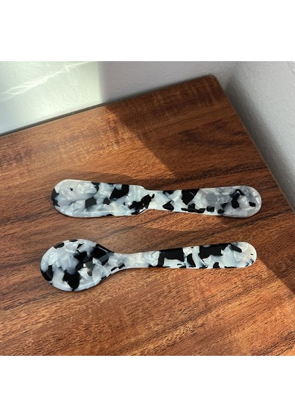 C 2 Adet Çatal Bıçak Kaşık Seti Tatlı Kaşığı Bıçak Sofra Setleri Ins Fransız Tarzı Plastik Dondurma Salata Tereyağı Kesme Mutfak Seti (Yurt Dışından)