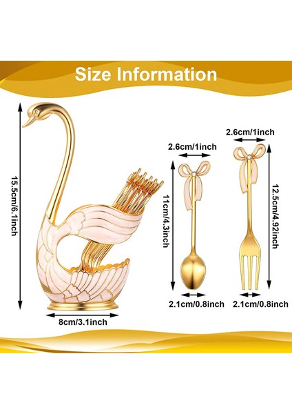 Siyah-6 Kaşık Lüks Metal Kahve Kaşığı ve Çatal Seti Meyveli Kuğu Tabanı Tutucu Dondurma Kaşığı Çatal Çay Kaşığı Tatlı Şeker Salata Sofra Takımı (Yurt Dışından) modelleri