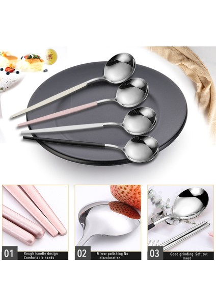 4 Takım Siyah Çubuklarını Kaşık Çatal Bıçak Kaşık Seti Yeniden Kullanılabilir Paslanmaz Çelik Kaymaz Suşi Çubukları Gıda Çorba Kaşığı Yemek Takımı Seti (Yurt Dışından) indirimleri