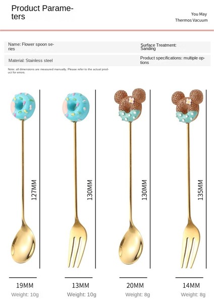 D02-2PCS Set 4/2pcs Paslanmaz Çelik Donuts Şeker Kaşık Çatallar Mutfak Sofra Süt Kahve Karıştırma Kaşıkları Tatlı Kek Araçları Çatal Bıçak Takımı Seti (Yurt Dışından) fırsatları