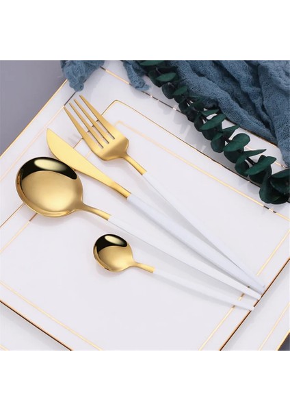 Akşam Yemeği Çatalı 21.3 cm Beyaz Altın 18/10 Paslanmaz Çelik Çatal Seti Yemek Takımı Seti Sofra Mutfak Yemeği Gümüş Çubuklarını Bıçak Çatal Kaşık Seti (Yurt Dışından) fırsatları