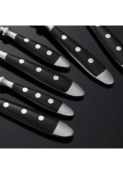 Biftek Bıçağı Batı Paslanmaz Çelik Çatal Bıçak Kaşık Seti Yaratıcı Retro Biftek Bıçağı Yemek Çatal Kaşık Yemek Takımı Seti Perçin Kolu Mutfak Sofra (Yurt Dışından)