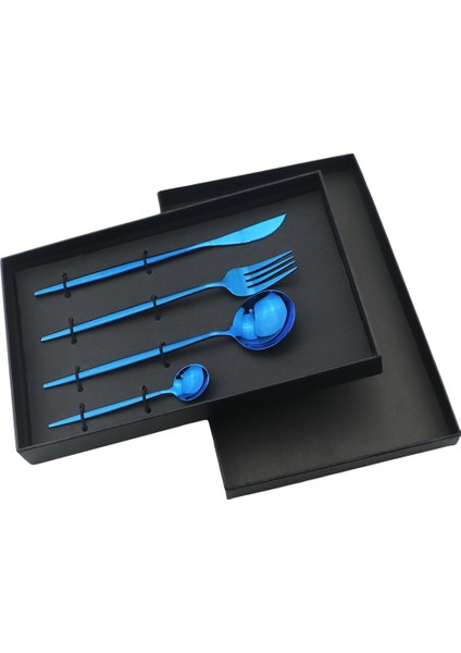 4 Adet Siyah Gümüş 1/4 Adet Çatal Bıçak Takımı Mavi Yemek Takımı Seti 18/10 Paslanmaz Çelik Yemek Takımı Çatal Bıçak Kaşık Lüks Sofra Seti Mutfak Gümüş (Yurt Dışından) fiyatları